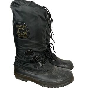 Vintage Black Sorel Snowlion Winter Boots Waterproof Nylon Rubber Canada Women 9
